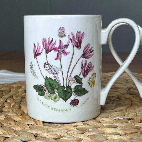 Vintage Portmeirion Botanic Garden Cyclamen Repandum Coffee Cup Purple Flowers - Picture 4 of 10
